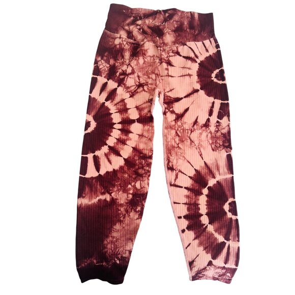 NWT Pink Active Tie-Dye Ribbed Leggings Size L - Picture 1 of 9